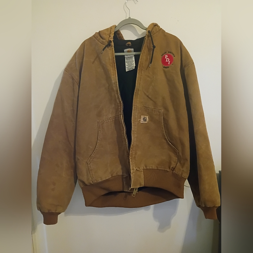 VTG Carhartt Men's Brown Hooded Jacket J130 Sz XL